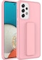 Noktaks - Samsung Galaxy A72 Uyumlu - Kılıf Mat Koruyucu El Tutacaklı Stand Olabilen Qstand Kapak - Pembe