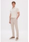 AC&Co / Altınyıldız Classics Erkek Bej Slim Fit Dar Kesim Beli Bağlamalı Yan Cep Gofre Desenli Pantolon