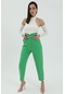 Kemerli Atlas Kumaş Pantolon - Yeşil-yeşil