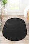Oval Comfort Puffy Overloklu Peluş Yolluk Halı Siyah