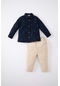 Defacto Erkek Bebek Desenli Twill Gömlek Pantolon 2'li Takım B9255a524spnv256