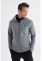 Tommy Life Gri Melanj Fermuarlı Dik Yaka Standart Kalıp Erkek Polar Sweatshirt - 88134 GRİ MELANJ