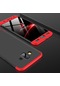 Tecno - Samsung Galaxy Uyumlu J7 Duo - Kılıf 3 Parçalı Parmak İzi Yapmayan Sert Ays Kapak - Siyah-kırmızı