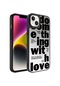 Noktaks - iPhone Uyumlu 14 - Kılıf Aynalı Desenli Kamera Korumalı Parlak Mirror Kapak - Love