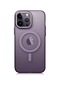 Noktaks - iPhone Uyumlu 14 Pro Max - Kılıf Kablosuz Şarj Destekli Buzlu Sert Tuval Kapak - Derin Mor