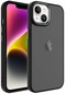 iPhone Uyumlu 14 Plus Kılıf Metal Buzlu Transparan Çerçeve, Hassas Butonlu Renkli Kapak May - Siyah
