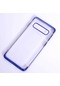 Kilifone - Samsung Uyumlu Galaxy S10 Plus - Kılıf Dört Köşesi Renkli Arkası Şefaf Lazer Silikon Kapak - Mavi