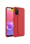 Kilifone - Samsung Uyumlu Galaxy A03s - Kılıf Mat Koruyucu El Tutacaklı Stand Olabilen Qstand Kapak - Kırmızı