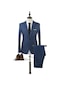 Mengtuo Erkek Klasik İnce 4 Parçalı Takım Elbise Takım Elbise - Koyu Mavi