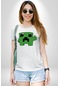 Minecraft Creeper Unisex Unisex Beyaz Organik Baskılı T-shirt Penye Yüksek Kalite Beyaz