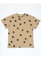 Luess Baskılı Oversize Kısa Kol Erkek Çocuk T-shirt Bej