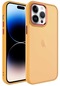 iPhone Uyumlu 14 Pro Kılıf Metal Buzlu Transparan Çerçeve, Hassas Butonlu Renkli Kapak May - Turuncu