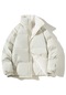 Ikkb Erkek Kışlık Düz Renk Kalınlaştırılmış Pamuklu Kaban Ceket Beyaz