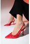 Luvishoes Faroe Kırmızı Rugan Kadın Sivri Burun Yüksek Topuklu Ayakkabı