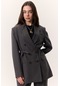Tencel Kemerli Kruvaze Blazer Ceket Antrasit Antrasit