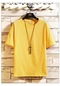 Ikkb Yeni Moda Günlük Erkek Yuvarlak Yakalı Tişört Sarı