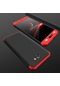 Tecno - Samsung Galaxy Uyumlu J7 Prime / J7 Prime Iı - Kılıf 3 Parçalı Parmak İzi Yapmayan Sert Ays Kapak - Siyah-kırmızı