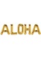 Hawaian Temalı Aloha Yazısı Folyo Balon 40 Cm Altın Renk