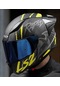Ls2 Rapıd 2 Race Raven Mat Siyah-gri-neon Sarı Kapalı Motosiklet Kaskı Mavi Camlı Siyah-Gri