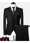 Ikkb Yeni Erkek Business Casual 3 Parçalı Takım Elbise Siyah