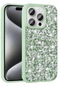 iPhone Uyumlu 15 Pro Kılıf Parlak Taşlı Tasarım Lopard Linea Kapak - Açik Yeşil