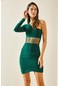 Xhan Zümrüt Yeşili Tek Omuz Drapeli Mini Elbise 5yxk6-48479-44