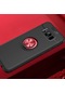 Kilifone - Samsung Uyumlu Galaxy S8 Plus - Kılıf Yüzüklü Auto Focus Ravel Karbon Silikon Kapak - Siyah-kırmızı