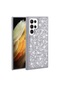 Mutcase - Samsung Uyumlu Galaxy S23 Ultra - Kılıf Parlak Parıltılı Taşlı Şık Linea Kapak - Gümüş