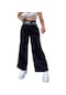 Kadın Siyah Beli Lastikli Geniş Paça İki İp Pantolon-30943-siyah