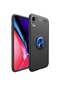 Noktaks - iPhone Uyumlu Xr 6.1 - Kılıf Yüzüklü Auto Focus Ravel Karbon Silikon Kapak - Siyah-mavi