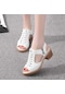 Beyaz Shoelife Online Moda Yaz Deri Su Geçirmez Sandalet Rahat Mat Retro Tüm Maç Ayakkabı Kadın İçin