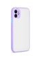Mutcase - İphone Uyumlu İphone 11 - Kılıf Arkası Buzlu Renkli Düğmeli Hux Kapak - Lila