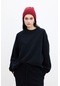 Oversıze Basıc Sweatshırt Siyah Siyah
