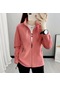 İlkbahar Sonbahar Polar Ceket Kadın Polar Artı Kadife Kalın Dik Yaka Hırka Açık Hava Sporları Sıcak Kazak Üst Kapşonlular Ve Sweatshirtler Pembe