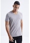 Gri Basic Kısa Kol Standart Kalıp V Yaka Erkek T-shirt - 87912 Gri