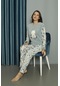 Yeni Sezon Sonbahar/kış Kadın Welsoft Polar Yuvarlak Yaka Kuzucuk Desenli Kalın Pijama Takımı 30005-mint Yeşili