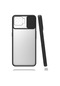 Tecno - Oppo A73 - Kılıf Slayt Sürgülü Arkası Buzlu Lensi Kapak - Siyah