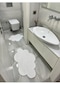 Shal&shal 2'li Lazer Kesim Bulut Modeli Banyo Paspası Beyaz Peluş Halı