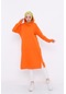 Aysima Yaka Detaylı Kapşonlu Sade Basic Sweatshirt - 3032 - Oranj-oranj