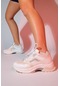 Luvishoes Sterda Beyaz Bej Kadın Kalın Taban Spor Sneakers
