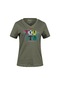 2as Alone Baskılı V Yaka Kadın T-shirt 403 Haki