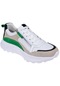 Pullman Hakiki Deri Yanı Fermuarlı Kadın Spor Ayakkabı Plm-34601 Beyaz Yeşil-beyaz Yeşil