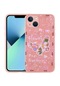 Noktaks - iPhone Uyumlu 13 - Kılıf Desenli Sert Mumila Silikon Kapak - Pink Flower