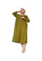 Kadın Yeşil Önü Düğmeli Damla Desen Uzun Hırka-31898 - Kadın
