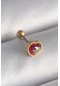 316l Çelik Gold Renk Kırmızı Mineli Kalp Tragus Piercing Çok Renkli