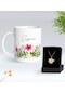 Bk Gift Kişiye Özel İsimli Çiçek Tasarımlı Beyaz Kupa Ve Papatya Kolye Hediye Seti - 6, Sevgiliye Hediye, Anneye Hediye, Arkadaşa Hediye Kobitmeyencom