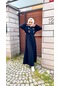 Pera Taş Detaylı Belden Bağlamalı Uzun Spor Elbise - 71066 - Lacivert-lacivert