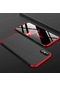 Noktaks - iPhone Uyumlu Xs Max 6.5 - Kılıf 3 Parçalı Parmak İzi Yapmayan Sert Ays Kapak - Siyah-kırmızı