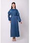 Violevin Er-cool Kadın Saten Kuşaklı Elbise 8053-30-mavi