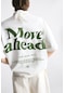 The Champ Clothing Bisiklet Yaka Move Ahead Baskılı Oversize Erkek T-shirt Beyaz